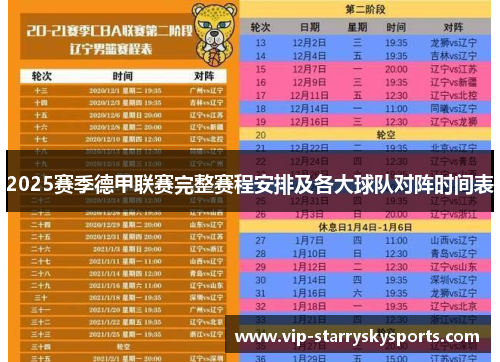 2025赛季德甲联赛完整赛程安排及各大球队对阵时间表