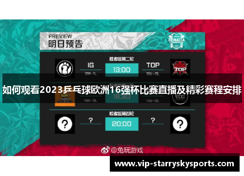 如何观看2023乒乓球欧洲16强杯比赛直播及精彩赛程安排