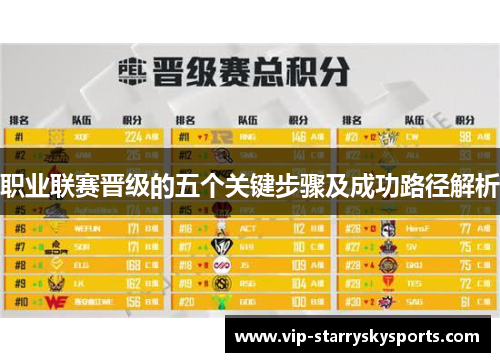 职业联赛晋级的五个关键步骤及成功路径解析