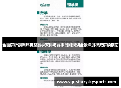 全面解析澳洲杯完整赛季安排与赛事时间规划全景深度权威解读指南